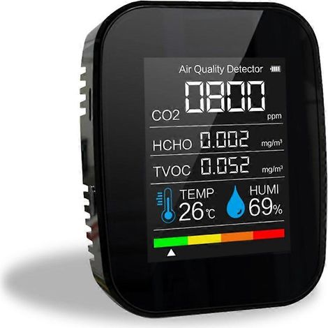 Détecteur de CO2 multifonctionnel 3 en 1 : compteur de CO2, testeur numérique de température et d'humidité, moniteur de qualité de l'air, détecteur de dioxyde de carbone (1/5)