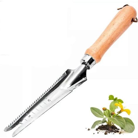 Outil de désherbage arrache-mauvaises herbes, version améliorée 2025 avec manche en bois de 33 cm (13 pouces) (1/4)
