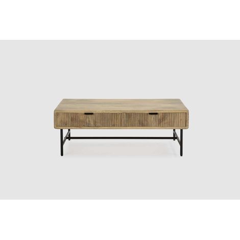 Mesa de centro fija Md-Michel acabado madera de mango, 120cm(ancho) 45cm(altura) 60cm(fondo). (1/4)