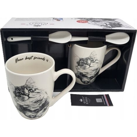 Un juego de dos tazas con la imagen de un gato PARA REGALO (1/5)