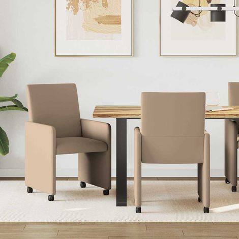 Esszimmerstühle mit Rollen 2 pcs Cappuccino 57 x 66 x 94 cm
