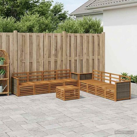 vidaXL Outdoor-Sofagarnitur 9 Stk. Natur (1/5)
