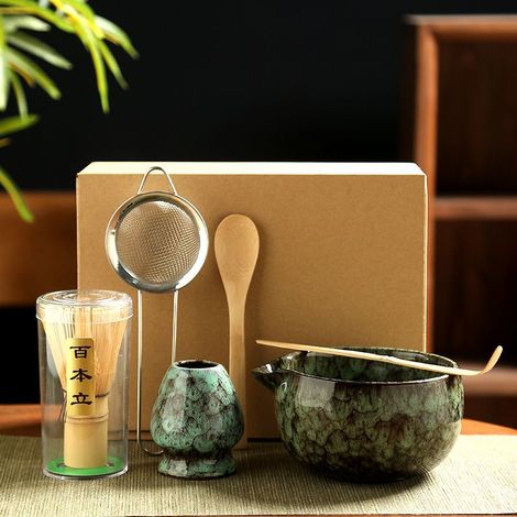 Coffret 6 pièces - Matcha - Service à matcha - Service à thé matcha japonais - Bol et fouet - Service à thé matcha de qualité supérieure (1/5)