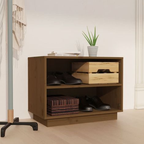 Armoire à chaussures Marron miel 60x34x45 Bois de pin massif (1/5)