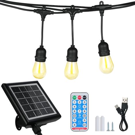 Wasserdichte Solar-Lichterkette für den Außenbereich, LED-Lichterkette für Terrasse oder Veranda (1/5)