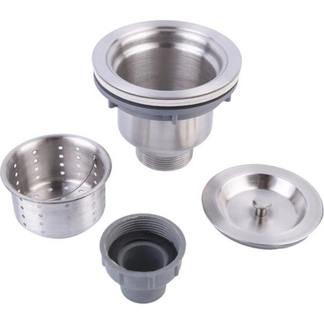 Ensemble de vidange pour évier de cuisine, bonde de bac à légumes en acier inoxydable, bac à vaisselle, accessoires de drainage anti-odeurs pour cuve unique 110 (1/5)
