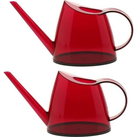2 arrosoirs plastique rouge, bec étroit, design ergonomique, arrosoir jardin intérieur terrasse