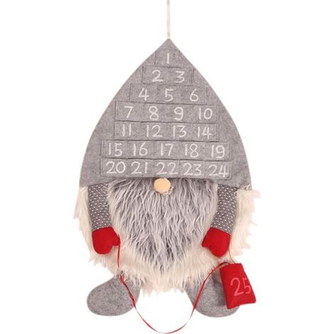1PC Gris noël Calendrier de l'avent Gnomes Compte à rebours pour noël Calendrier de l'avent noël Suspendu décorations (1/4)