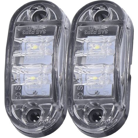 Feux de Position Latéraux, 10-30V 2 DEL Marqueur Lumière Feu de Position Latéral Signal Lumineux D'avertissement Pour Voitures Camions Remorques Camping-cars(Un blanc)),A (1/4)