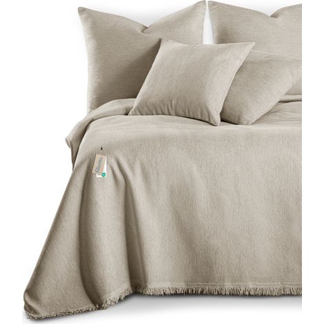 Couvre-lit Filumi talo à franges, beige, 230x260 (1/5)