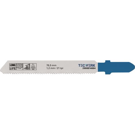 Lame de scie sauteuse Long. tot. 76,5mm Dent. 1,2mm BIM 5 p./carte TECWERK (1/2)