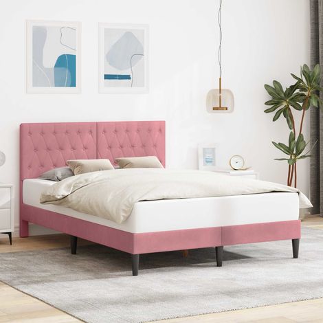 vidaXL Cadre de lit avec tête de lit Rose 160 x 200 cm Velours (1/5)