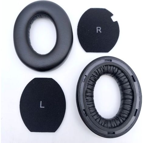 Cuscinetti auricolari di ricambio per cuffie Sennheiser Momentum 4, realizzati in similpelle con memory foam, neri.