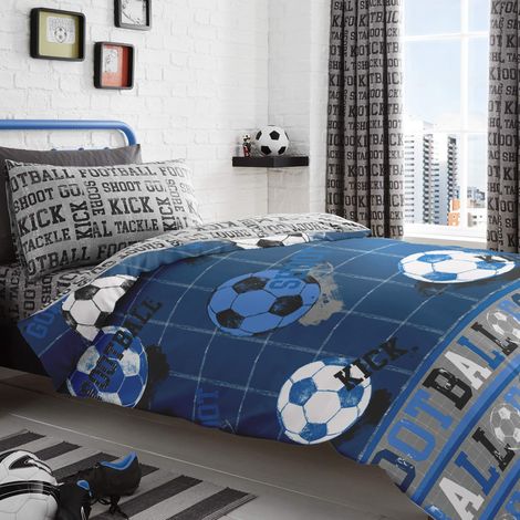 Parure de lit en coton bleu, double, 200x200 cm (housse de couette), 50x75 cm (taie d'oreiller (1/4)