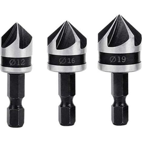 frese per smussatura a 90 gradi, fresa conica a 5 taglienti, per legno da 12 mm/16 mm/19 mm, 1/4" (1/5)