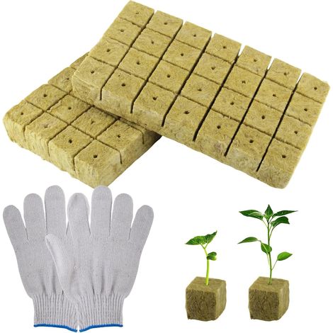56 Pieces Rock Wool Sponge Cubes for Hydroponic Planting Hydroponic Planting Cubes 4 x 4 x 4 cm Suitable for Soil Sowing in Greenhouses (1/5)