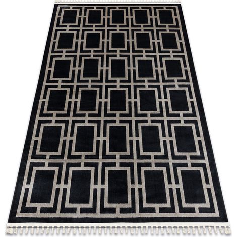 Teppich AMOUR 53078B schwarz - Geometrisch, Linien modern, elegant black 78x150 cm