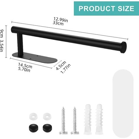 (Pour papier essuie-tout) Porte-papier toilette adhésif en acier inoxydable, support étanche pour papier toilette, accessoires de salle de bain, porte-essuie-tout (1/5)