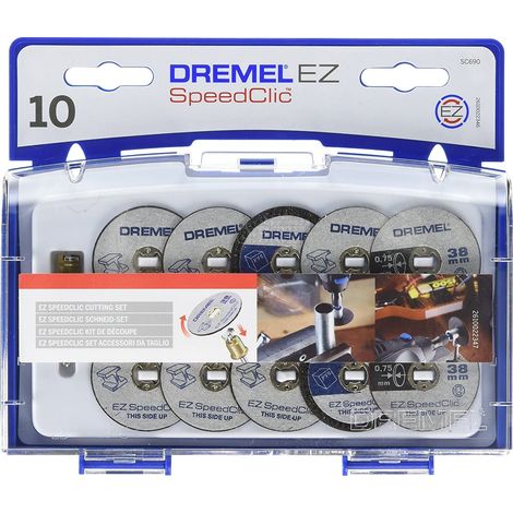 Dremel 2615S690JA EZ SpeedClic Set di Accessori, 10 Dischi da Taglio e 1 Perno EZ SpeedClic (1/4)