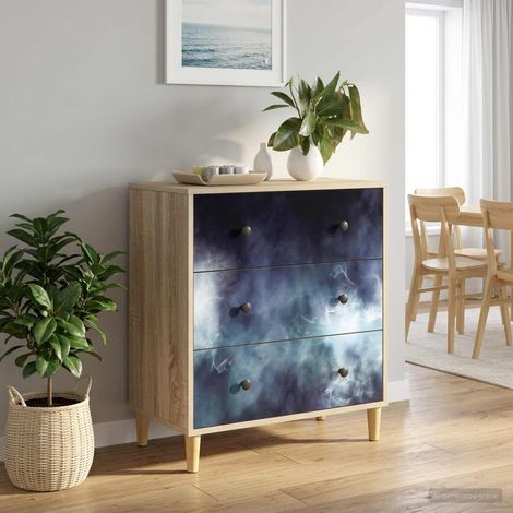 vidaXL Cajonera RAALTE Impresión de mármol azul 66 x 36,5 x 75 cm (1/5)