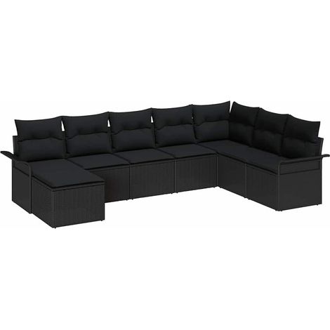 Maison Exclusive - Garten-Sofa-Set mit Kissen 8 pcs Schwarz Poly