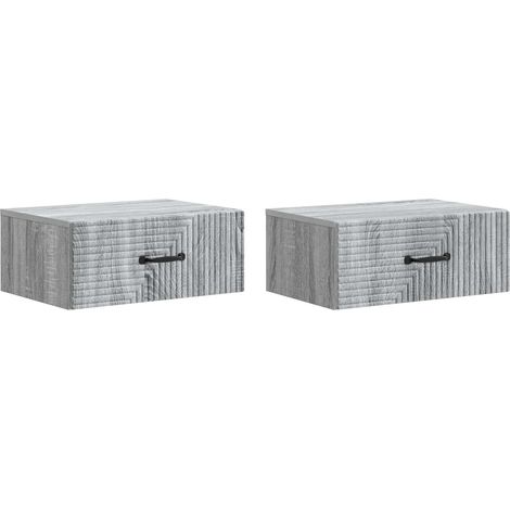 Mesita de Noche de Pared 2 pcs Gris Sonoma 49 x 34,5 x 20 cm vidaXL