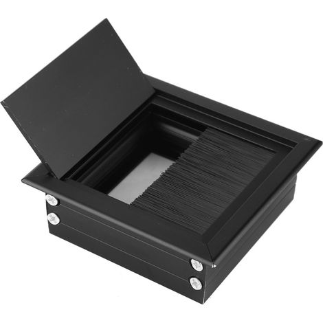 Lot de 2 cache-câbles rectangulaires en alliage d'aluminium avec brosse, pour table ou bureau. (1/5)