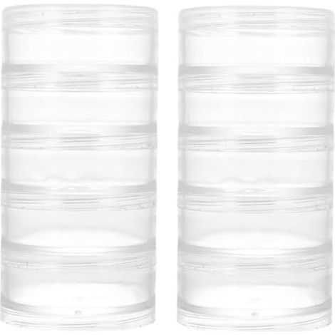 2 Ensembles Boîte de Rangement pour Perles Boîte à Bijoux Transparente Ronde en Plastique, 5 Compartiments, pour Collection et Mariage (1/5)