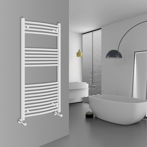 WarmeHaus Curved White Bathroom Ladder Radiator 1200x600mm (1/5)
