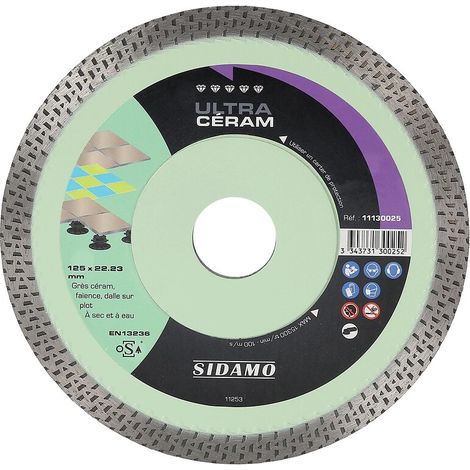 Disque à tronçonner diamant Saint-Martin polyvalent Ø 125 épaisseur 2 mm alésage 22.2 mm - SIDAMO