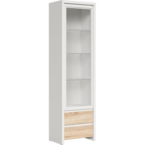 Vetrina 1 anta 2 cassetti Soren marrone e bianco 200,5cm