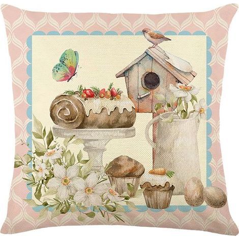 Multicolor cushion cover - 45 x 45 cm - Linen - Easter - Contemporary design