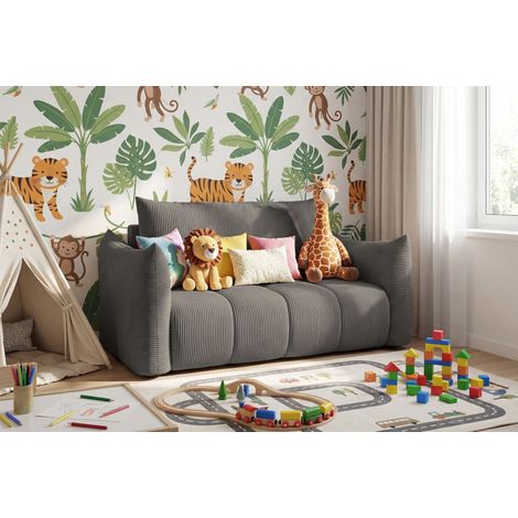 Sofa 2er-Sitzer mit Liegefunktion ONTARIO in Stoff Poso Grau (1/5)