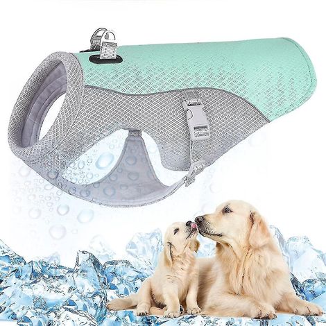 Gilet rafraîchissant pour chien, vêtement d'été ajustable, veste rafraîchissante pour chien idéale pour la randonnée, les promenades et le camping en extérieur - L - Bleu