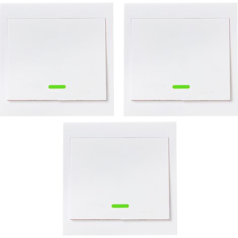 Lot de 3 interrupteurs muraux à bouton-poussoir 1 Gang 86 Type ON/Off Panneau de commutation 433 MHz Télécommande RF sans fil Transmetteur avec autocollants Position libre Flexible pour la maison Sal (1/5)
