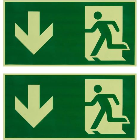 2 Pièces Panneau Issue de Secours, Sortie de Secours, Bloc Secours Photoluminescent 300 x 150 mm en Autocollants, Signalisation Évacuation Luminescente Haute Visibilité pour Écoles Locaux Publics (1/5)