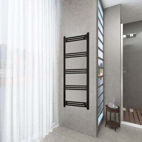 Aica Radiador toallero 1650x500mm Negro Radiador secador estilo escalera Calefacción de baño (no eléctrico) (1/5)