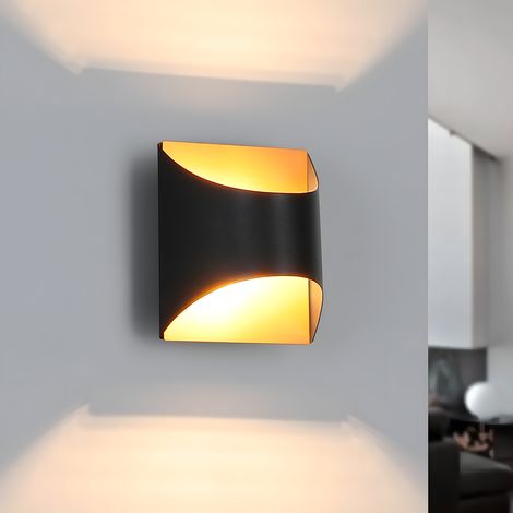 GBLY Wandleuchte Innen Wandlampe Schwarz Gold - Up Down Flur Wandlampen Treppenhaus Leuchten Vintage G9 Keramik Wandbeleuchtung für Schlafzimmer Wohnzimmer Kinderzimmer - Ohne Leuchtmittel