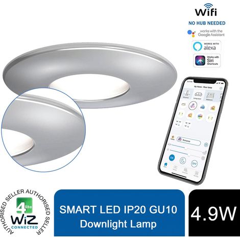 4lite WiZ Connected GU10 Smart LED Bulb with Chrome Fire Rated Downlight IP20 (1/5)