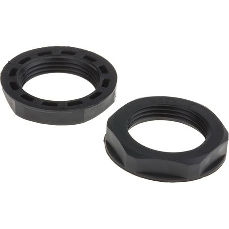 Ecrou pour presse étoupe, RS PRO, Noir, Nylon 66, Filetage: M25, IP68 ( Prix pour Paquet de 25 )
