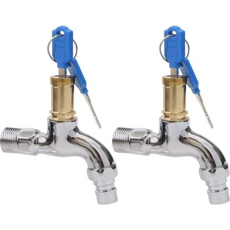 2 Pièces Robinet Verrouillable, Serrure Robinet Exterieur, Robinet D'eau Verrouillable, Robinet D'eau Verrouillable (1/4)