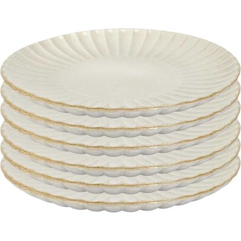Set de 6 assiettes à dessert beiges en céramique (Ø21,7cm) - SHELLY (1/5)
