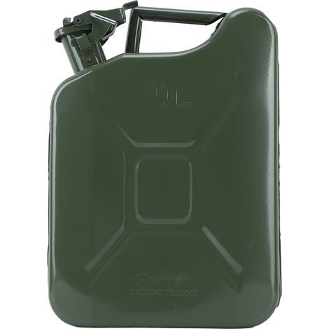 10-liter (2.6-gallon) stainless steel gasoline can with automatic venting and carrying handle (1/5)