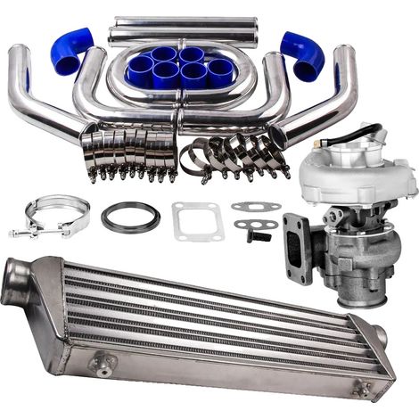 Système de turbocompresseur T04E, soupape de décharge interne, compatibilité avec moteurs de 1,5 à 2,5 L, longueur de 56 cm, jusqu'à 420 ch, tuyau d'intercooler en aluminium universel (1/5)