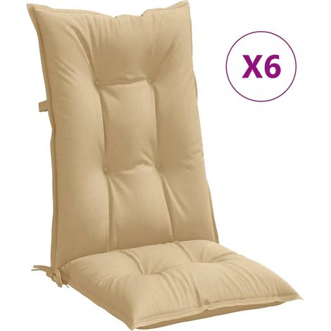 Coussins de chaise à dossier haut lot de 6,Coussins d'extérieur beige mélangé tissu CFW217131 (1/5)
