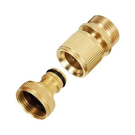 Gartenschlauchverbinder aus Messing, 3/4"-Innengewinde und Schnellanschluss-Außengewinde, Gewindeadapter (2 Stück) – Schnellanschluss für Schläuche – 1 (1/5)