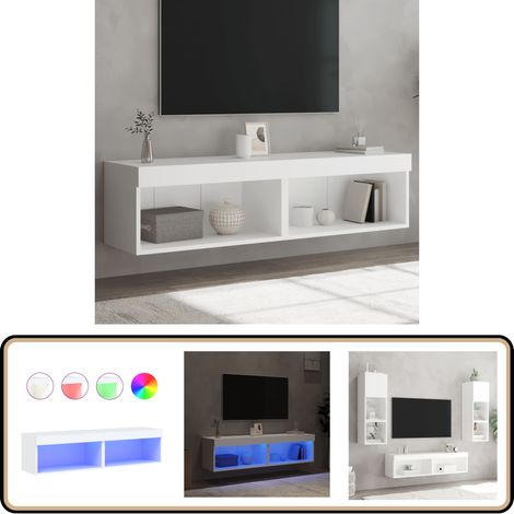 Meubles TV avec lumières LED 2 pcs blanc 60x30x30 cm - Meuble Tv - Meuble Téléviseur - Éclairage Led - Rangement - Support Tv