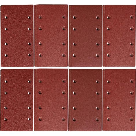 Set di 48 fogli abrasivi, 93 x 185 mm, grane 40/60/80/120/180/240/320/400, 8 fori, vari accessori e materiali per levigatrici orbitali (1/5)