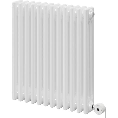 Colosseum White 600mm x 554mm Horizontal Digital Thermostatic Electric Triple Column Radiator (1/5)