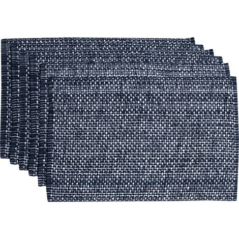 Lot de 6 Sets de Table 100% Coton tissé Bicolore Bleu Marine 33 x 48,3 cm (1/5)